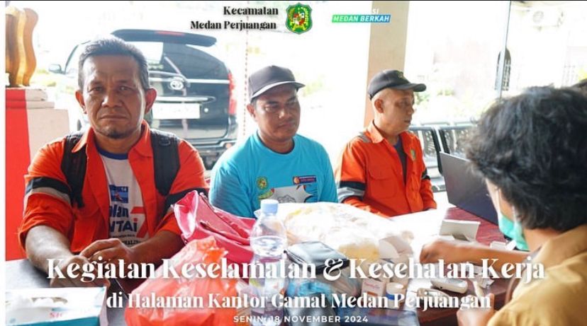 Kegiatan Keselamatan & Kesehatan Kerja di Halaman Kantor Kecamatan Medan Perjuangan.